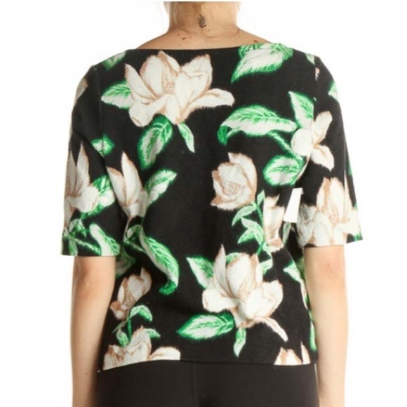 9-H15 SCL  Anthropologie Woman’s Black Green Floral Print  Postmark Blouse Sz S - Picture 2 of 13